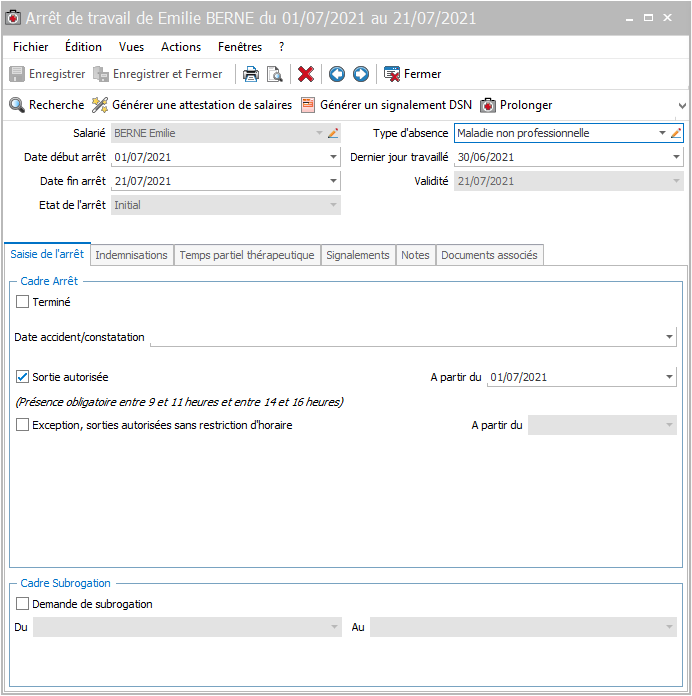 Arrêts de travail EBP DPSD